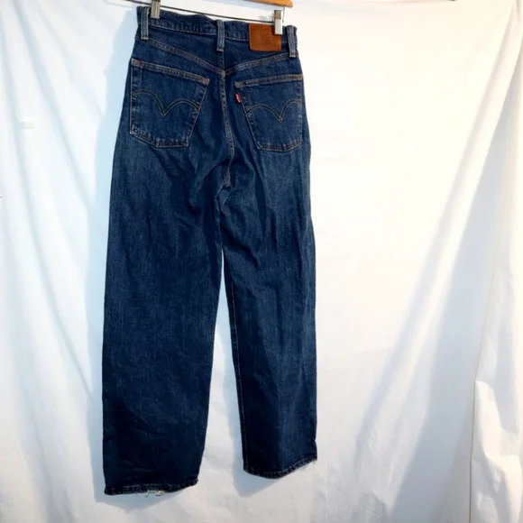 Levis Ribcage Straight Ankle Jean in dark indigo by Levi's. Ribcage Jeanwith its - Picture 8 of 11